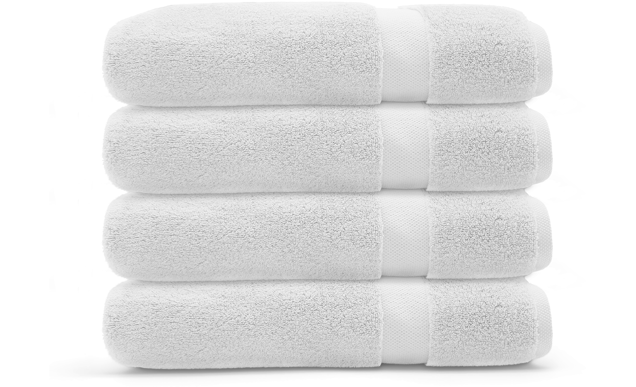 Set of 4 Plush Bath Towels in White