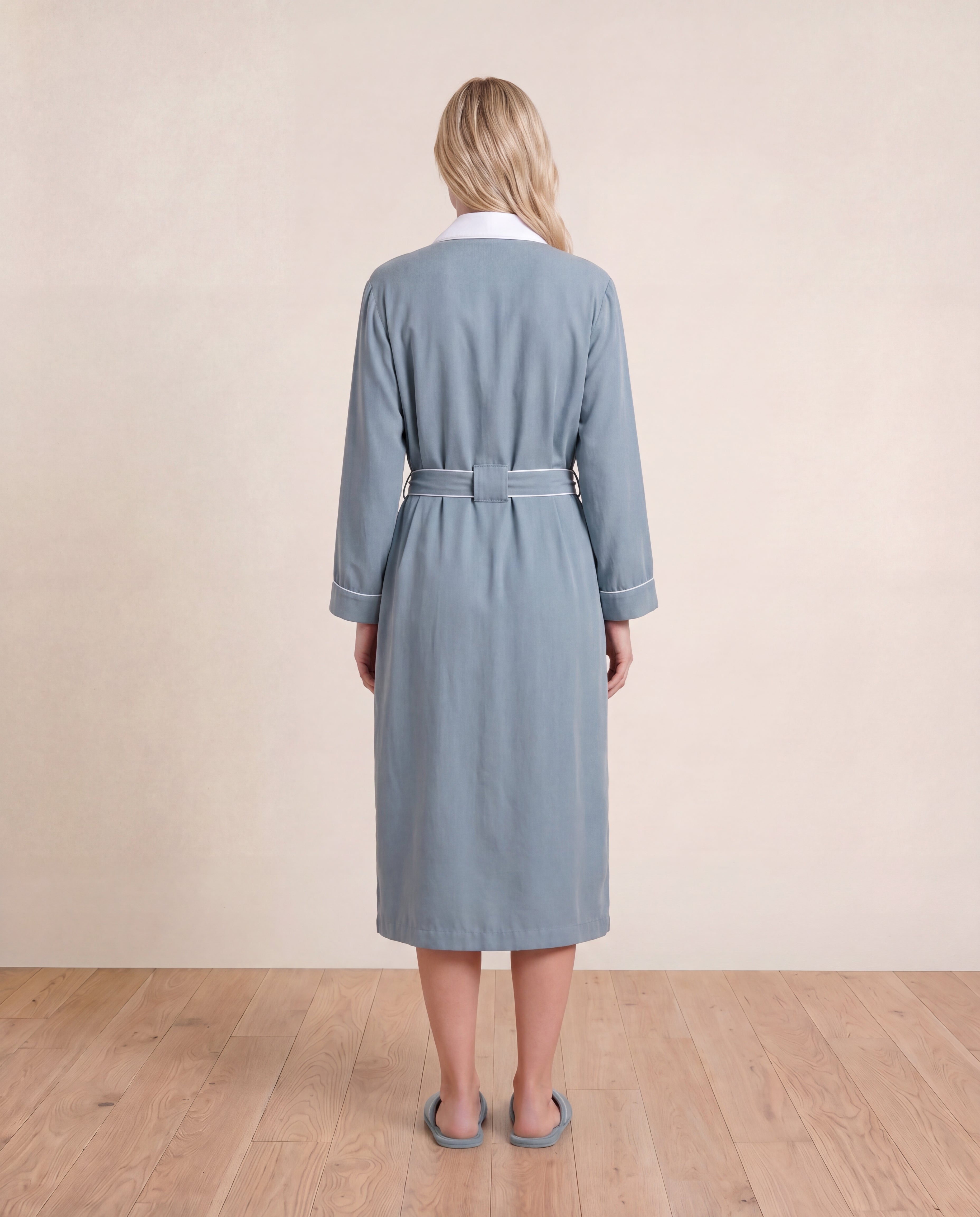 Luxe Robe for Women Back View#color_aqua