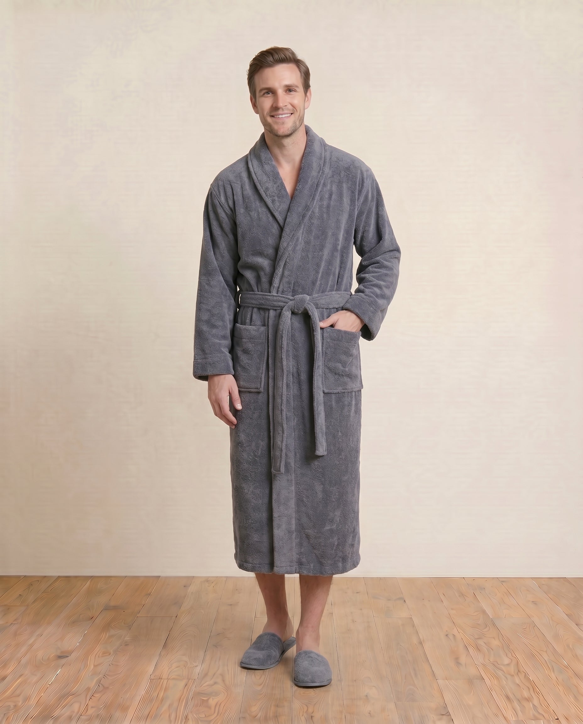 Organic Terry Bathrobe for Men#color_slate