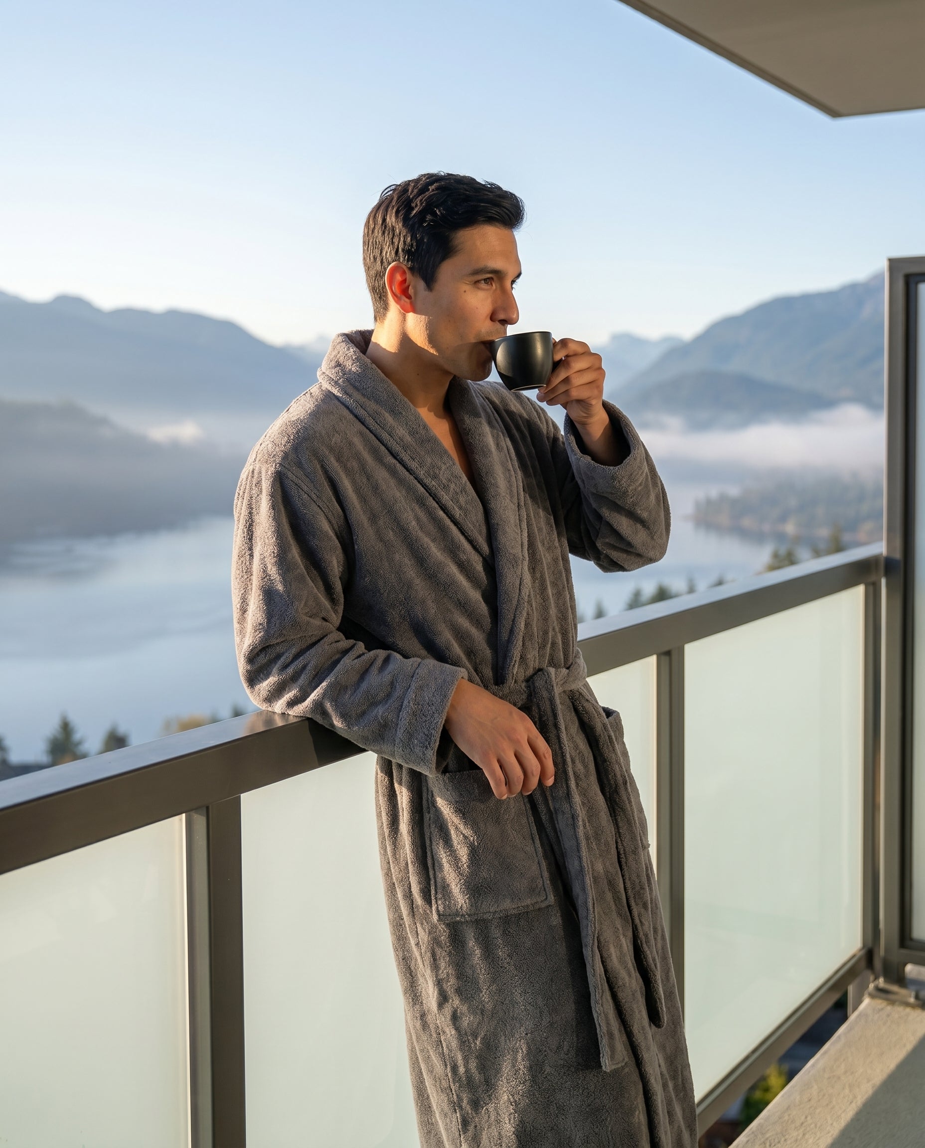 Organic Terry Bathrobe for Men Lifestyle#color_slate