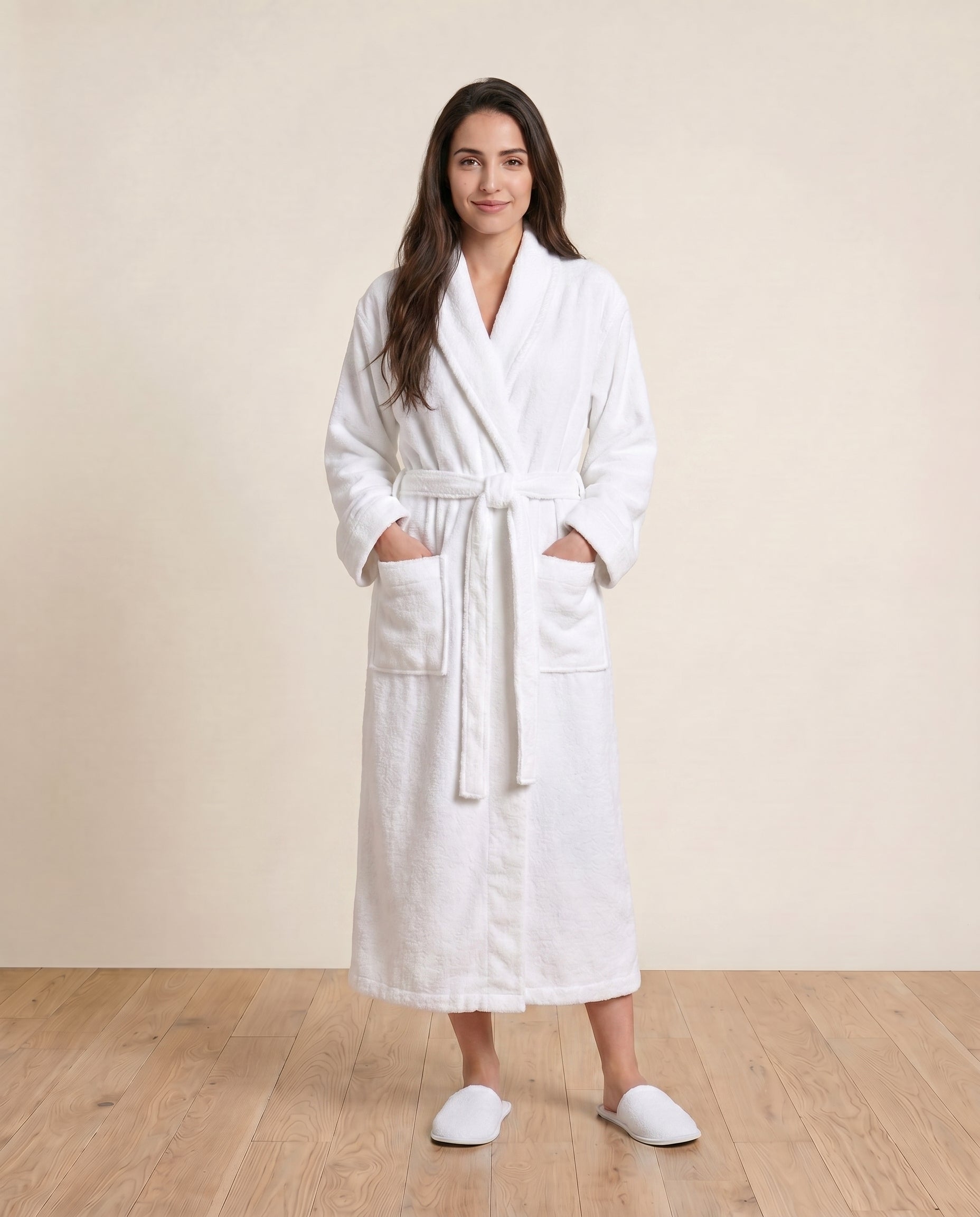 Organic Terry Bathrobe for Women#color_white