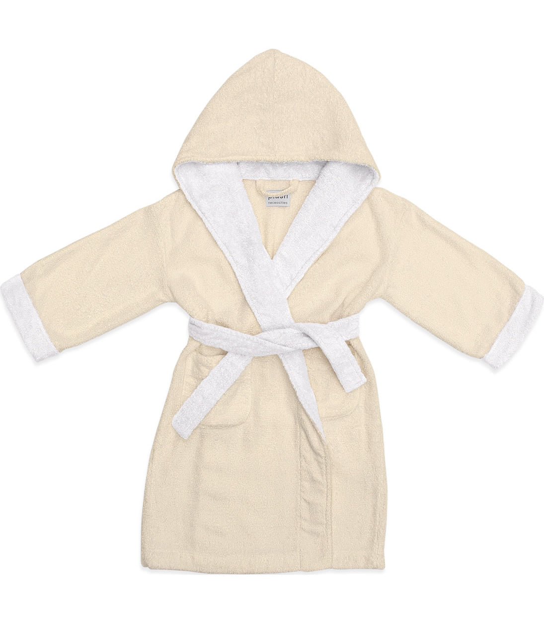 Kids Terry Bathrobe#color_Oatmeal/White