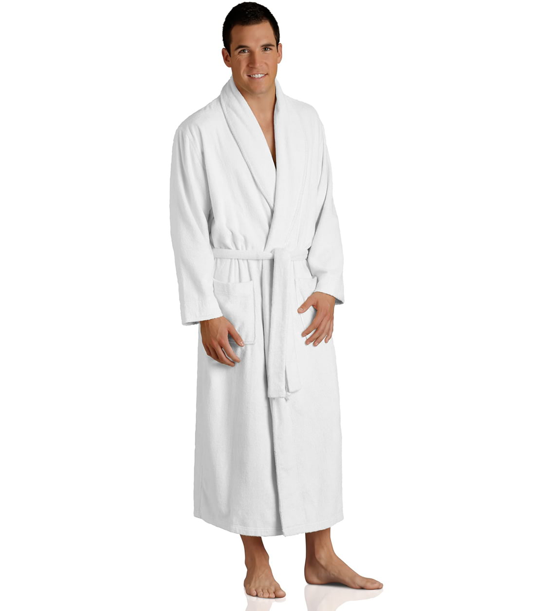 Pure Bliss Terry Robe in White for men#color_white