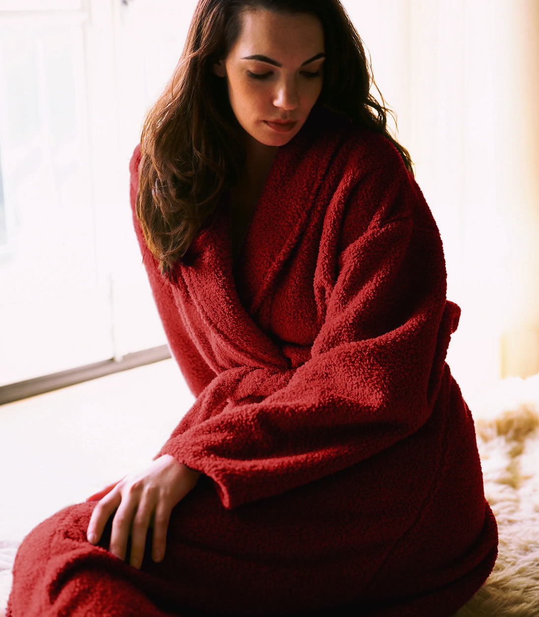 Plush Robe for women#color_Cranberry
