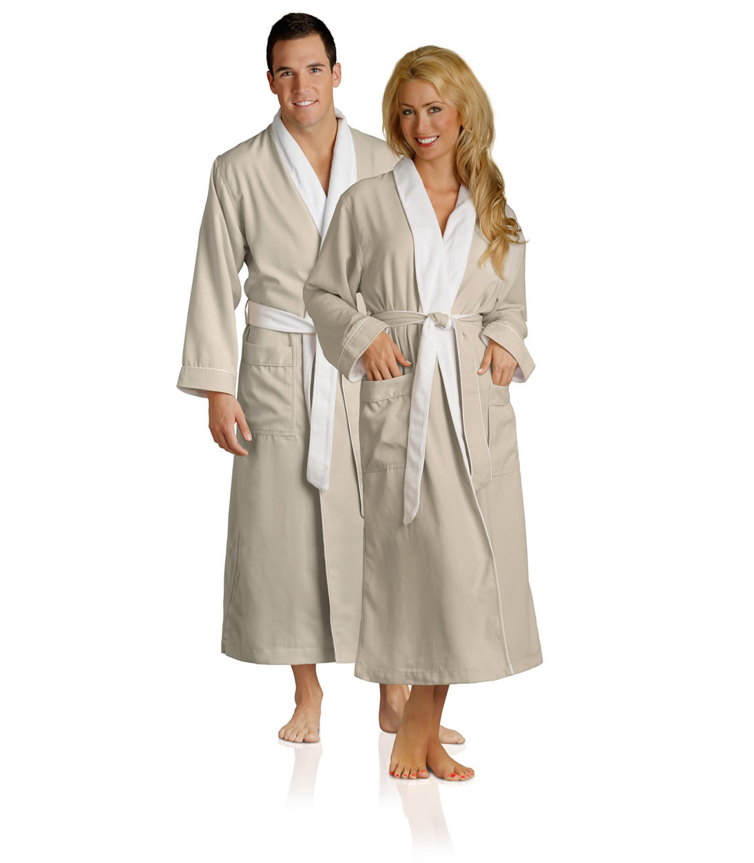 Spa Robes in Beige for couples#color_Seashell