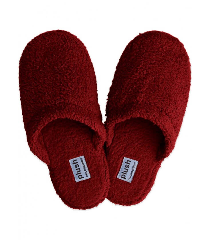 Plush Microfiber Slippers#color_cranberry