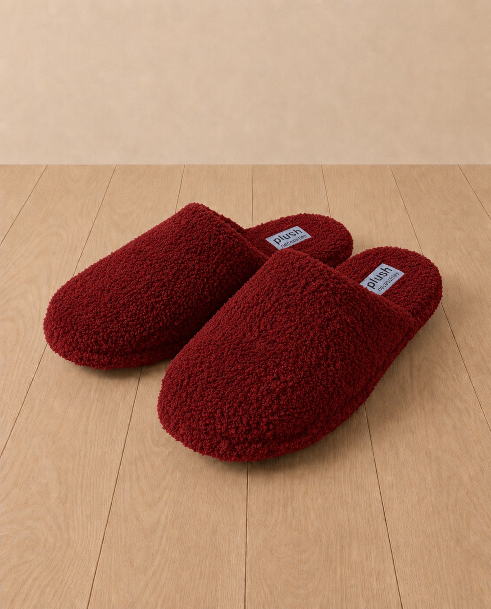 Plush Microfiber Slippers#color_cranberry