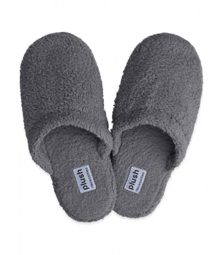 Plush Microfiber Slippers#color_charcoal