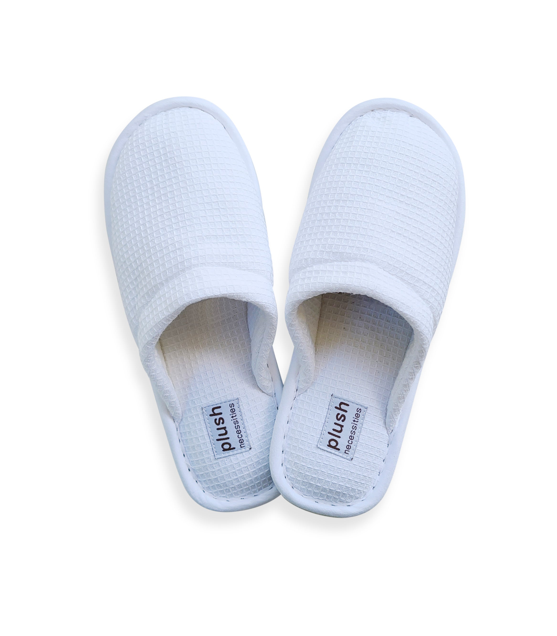 Waffle Terry Slippers#color_white