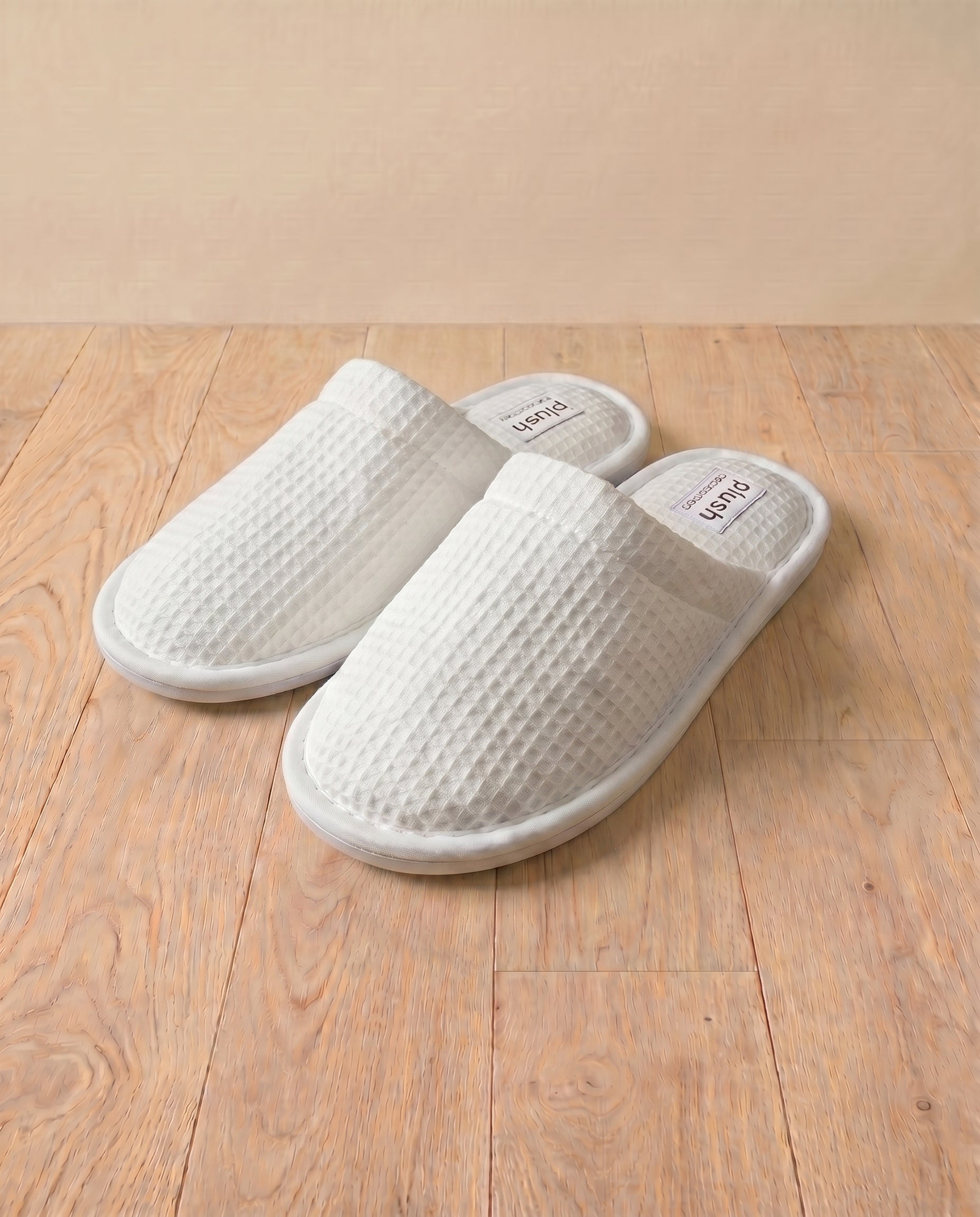 Waffle Terry Slippers#color_white
