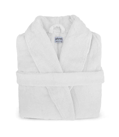 Organic cotton terry bathrobe showing robe material and texture