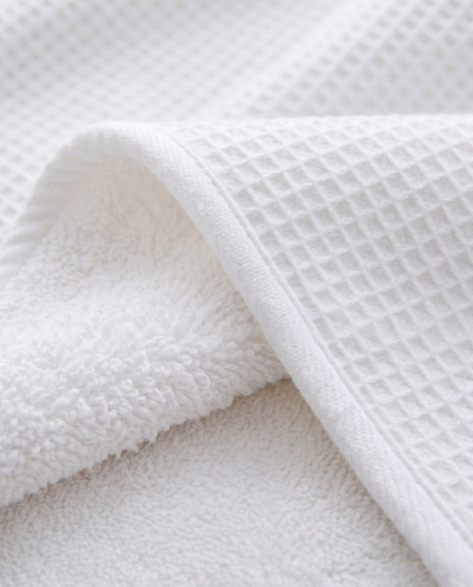 Hooded Waffle Terry Bathrobes Fabric#color_white