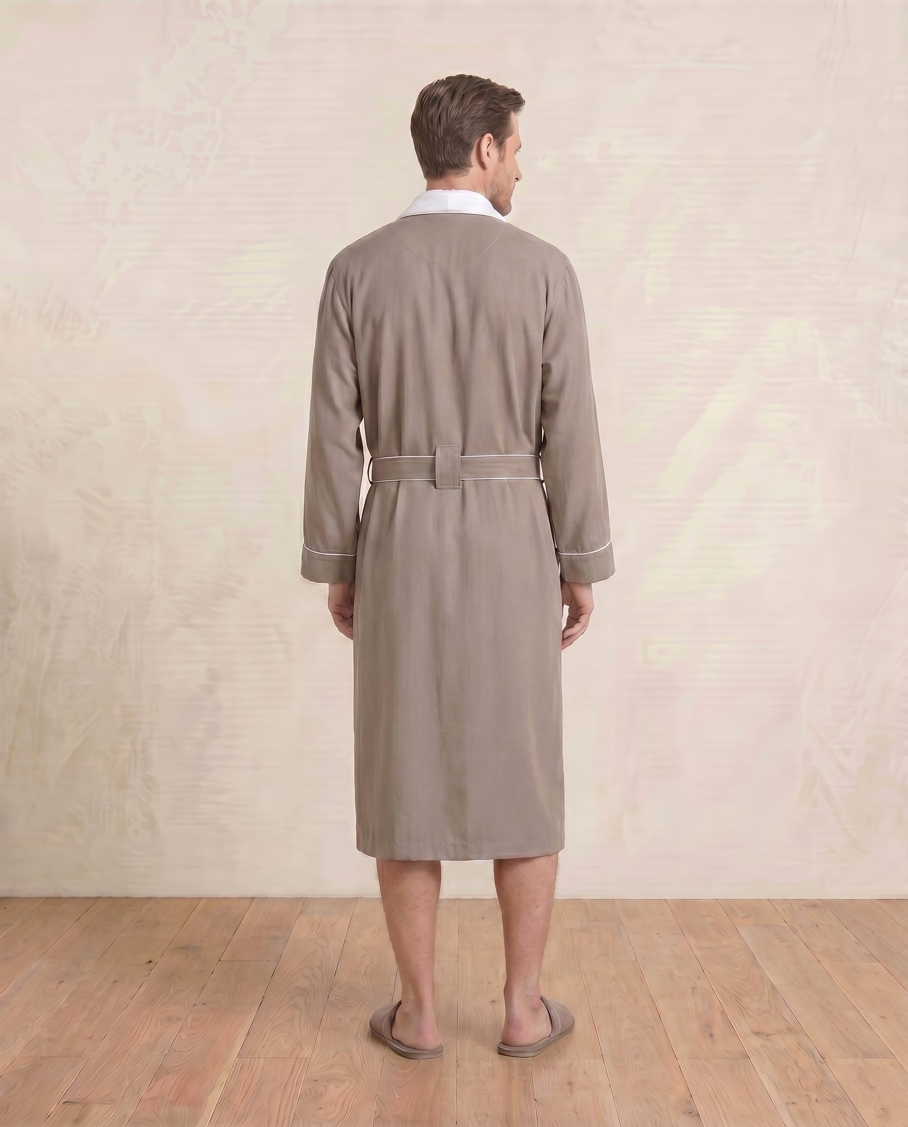 Luxe Robe for Men Back View#color_sandstone