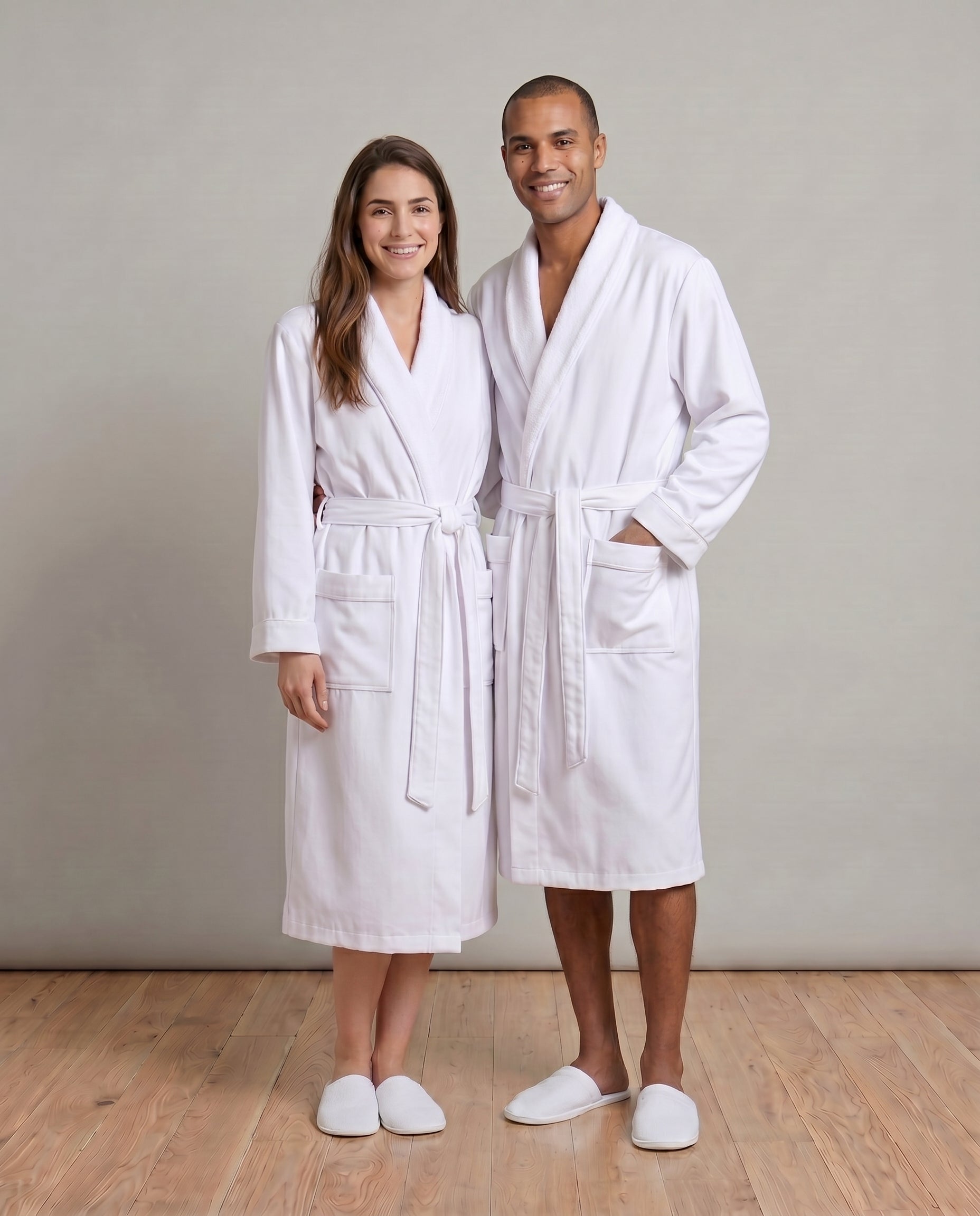 Luxe Robe for Couples Front View#color_white