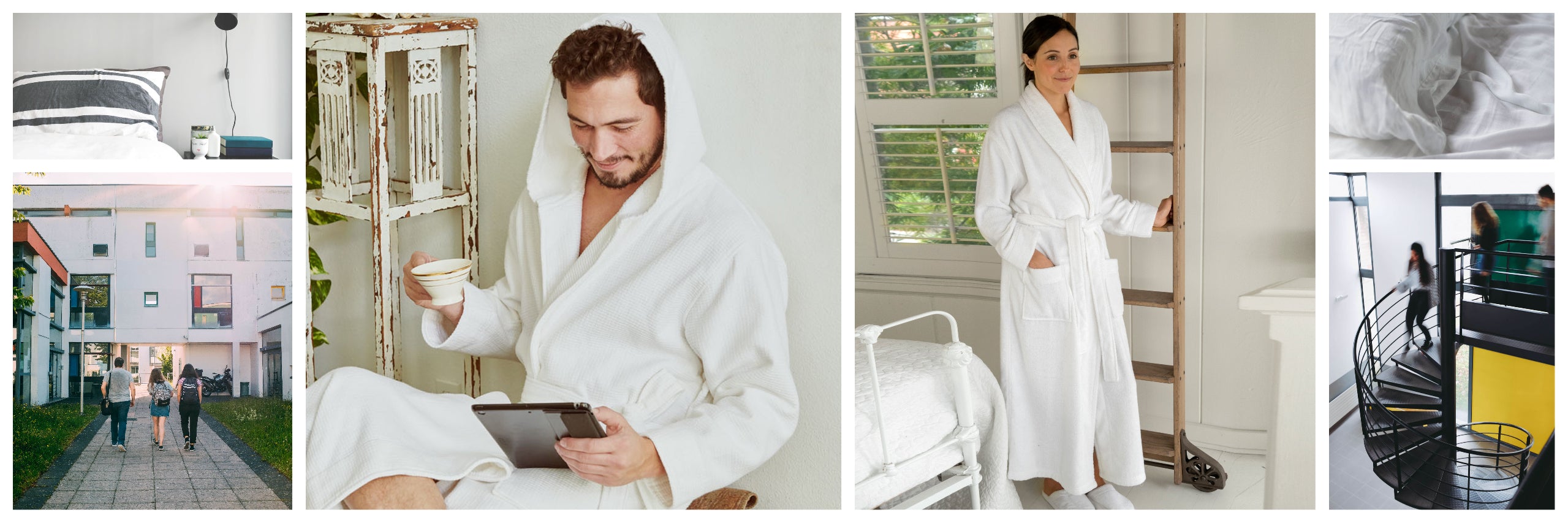 Bathrobes are a necessity for college dorms.