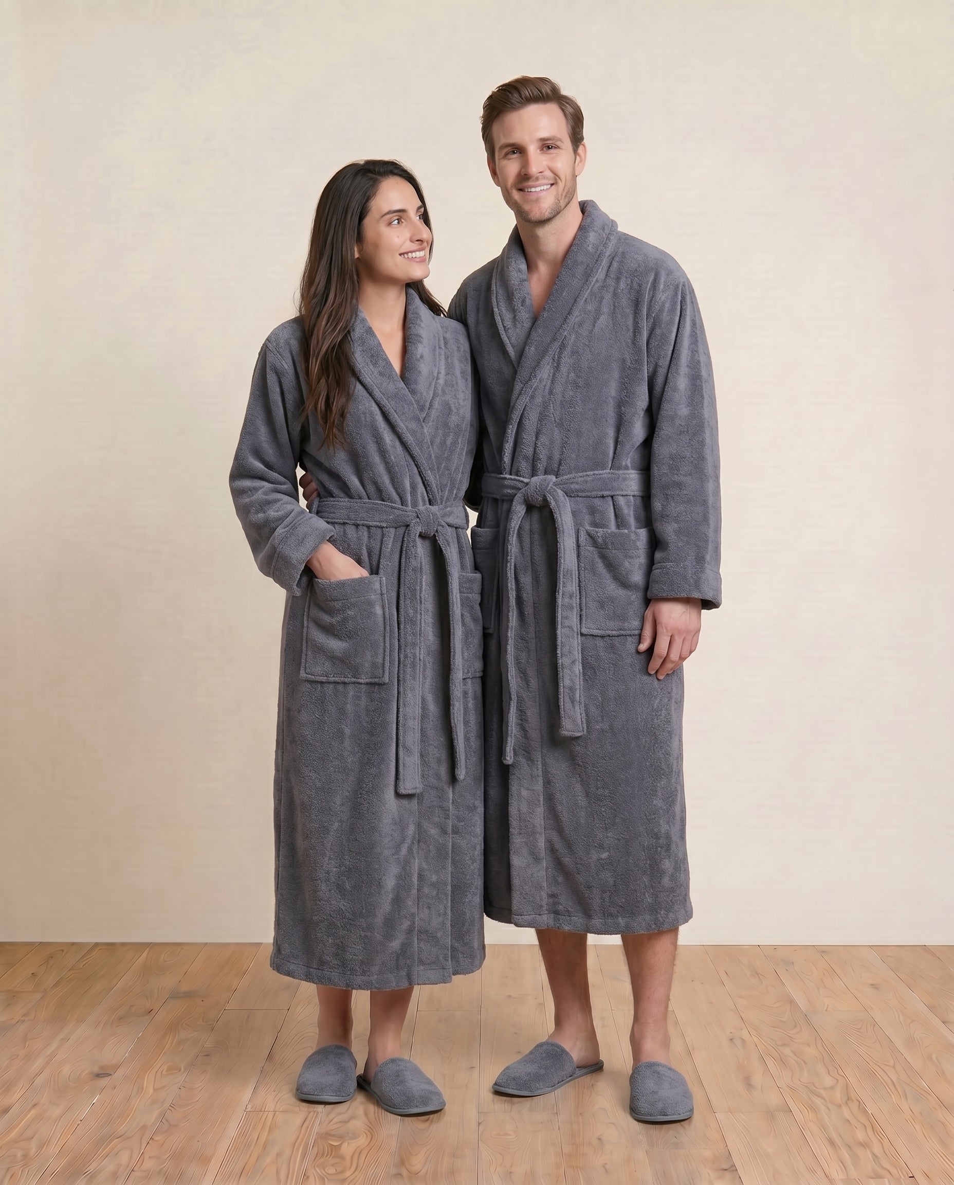 Organic Terry Bathrobe for Couple#color_slate