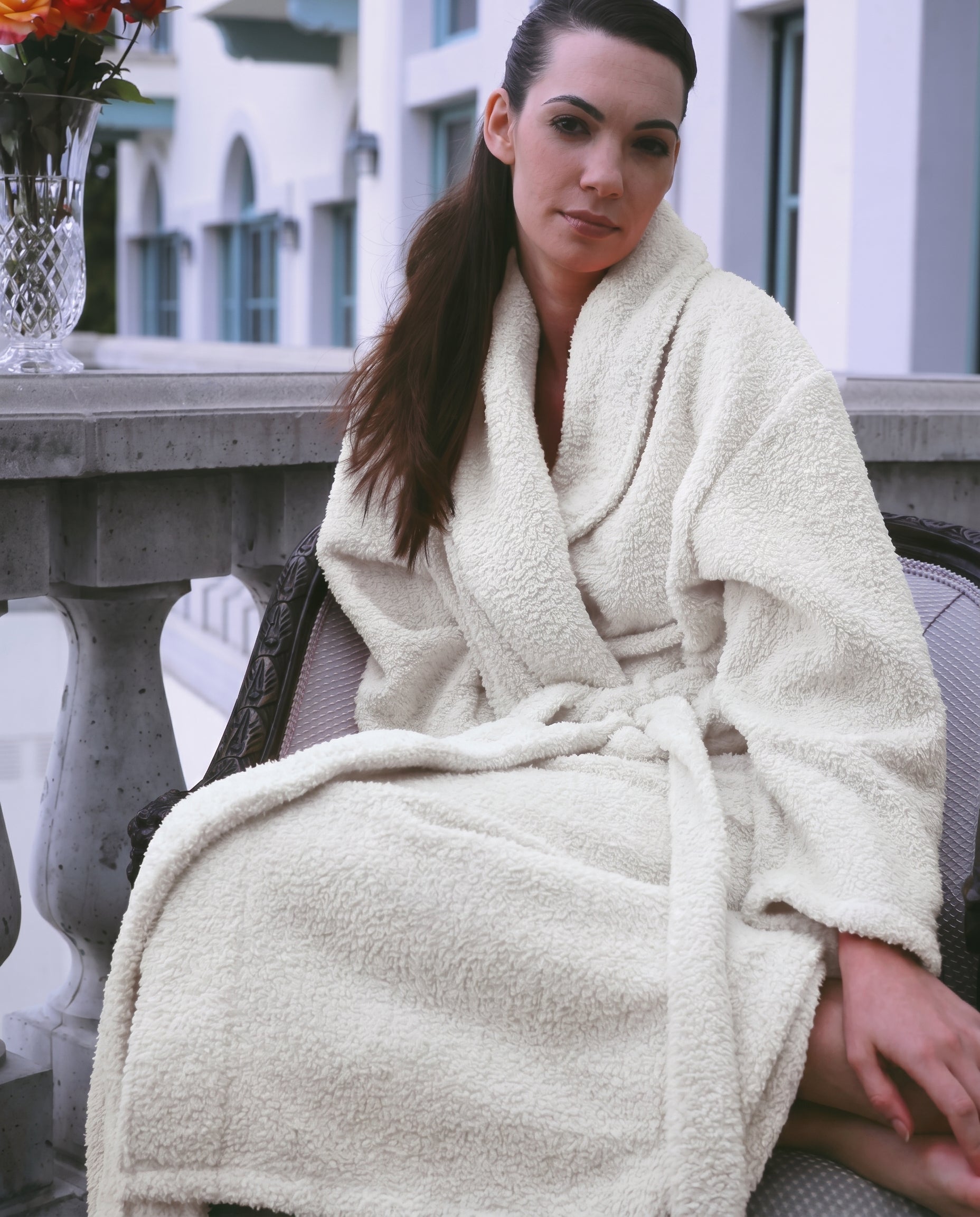 Plush Robe Women Lifestyle#color_almond