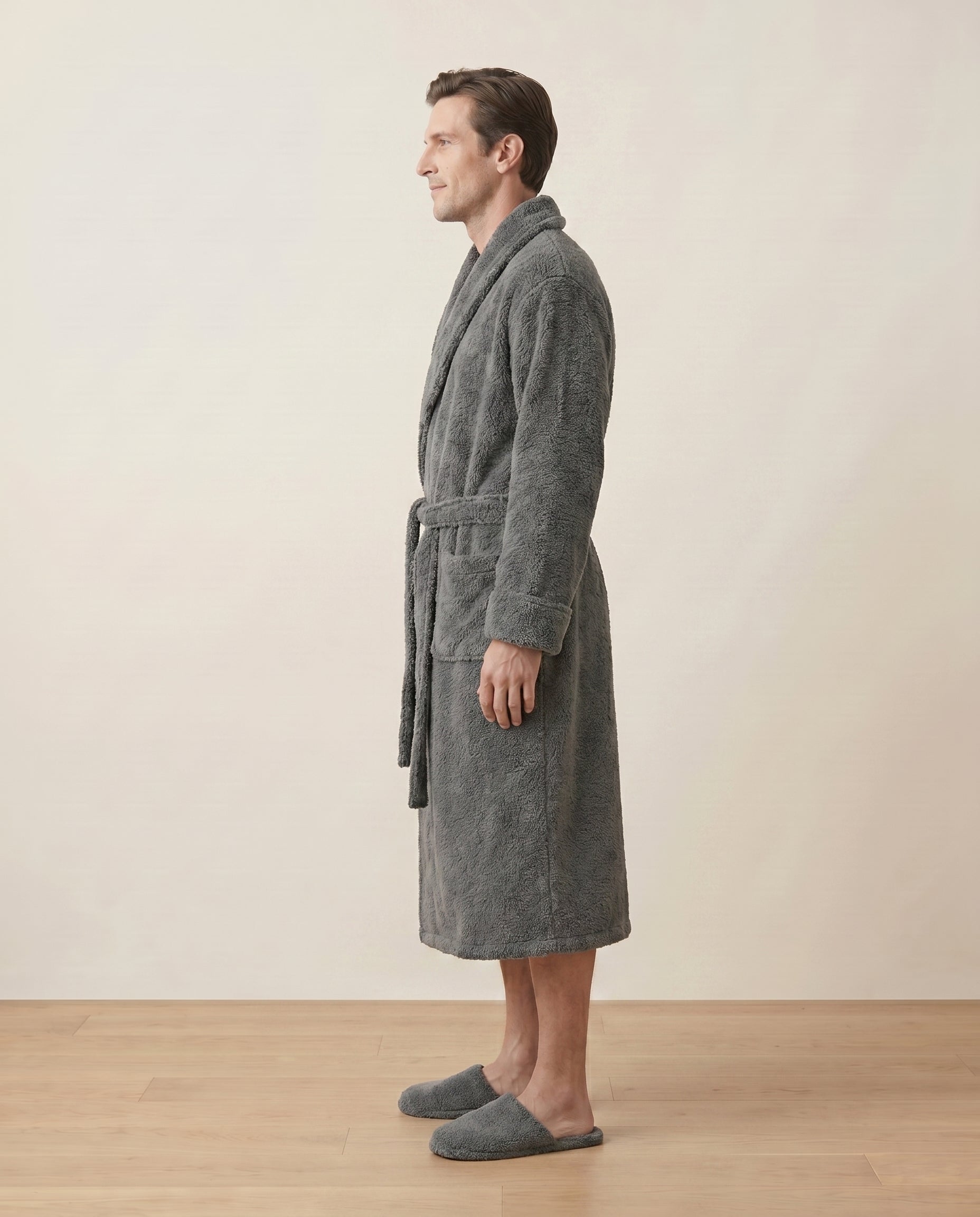 Plush Robe Men Side View#color_charcoal