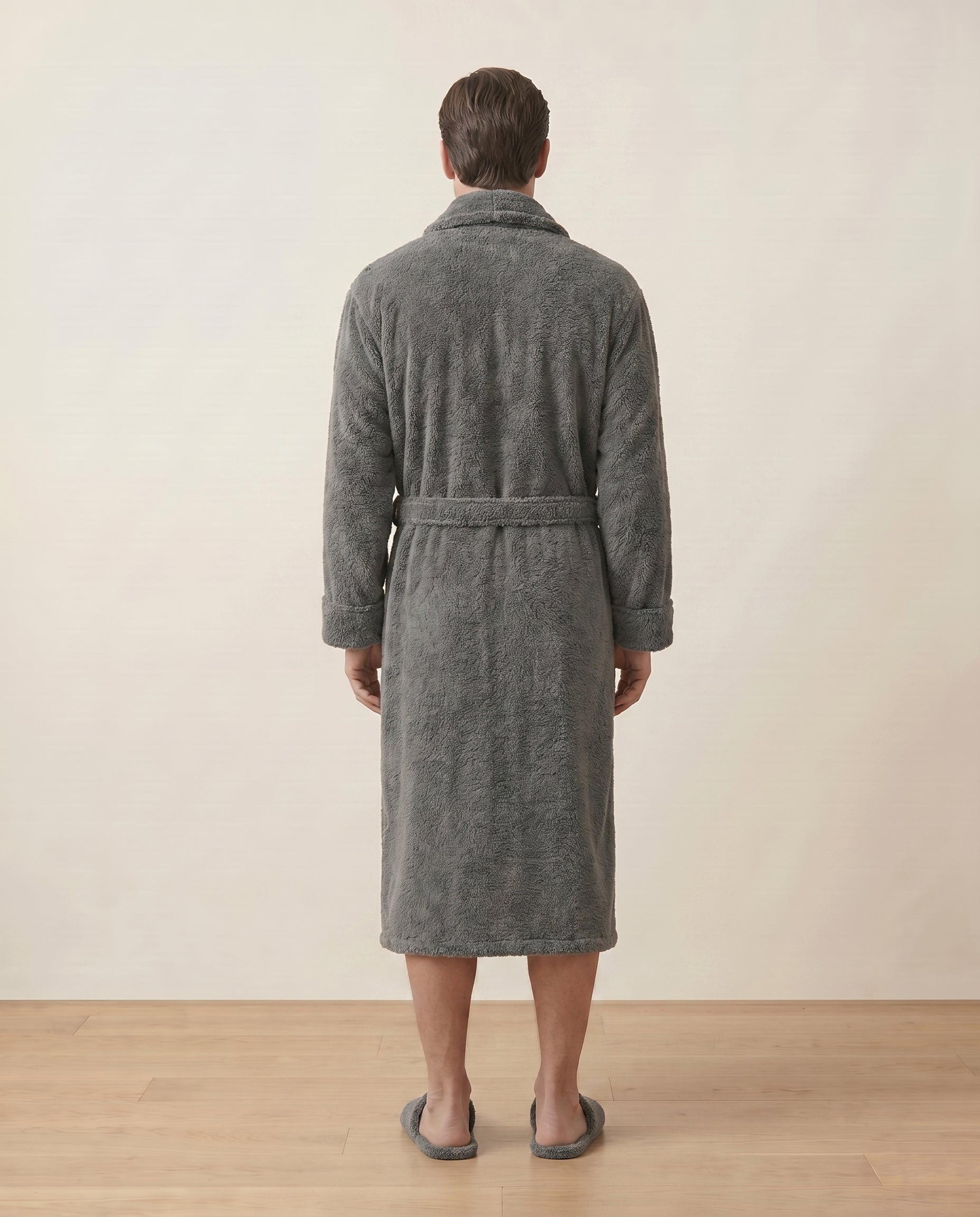 Plush Robe Men Side View#color_charcoal