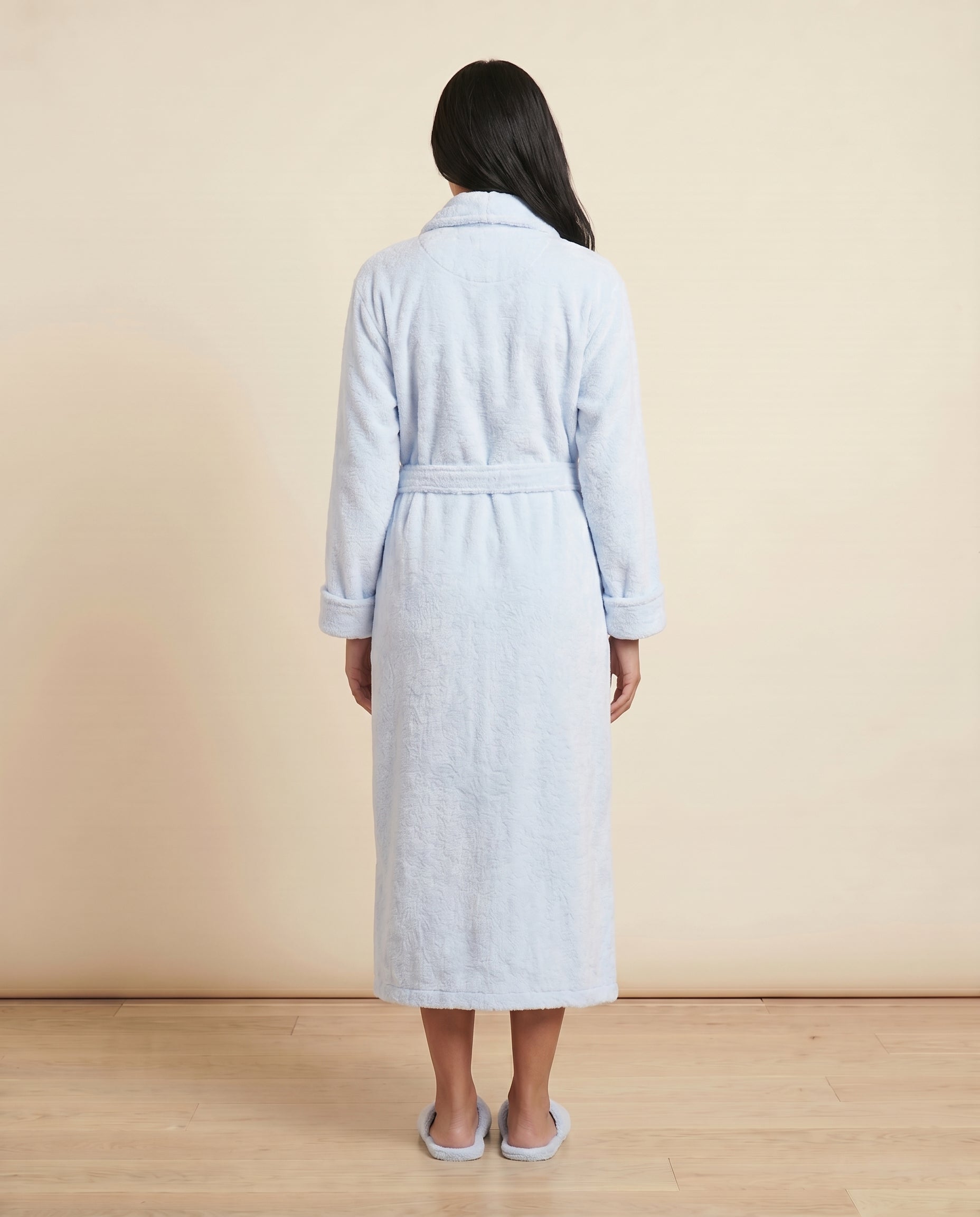 Plush Robe Female Back View#color_Pale Blue