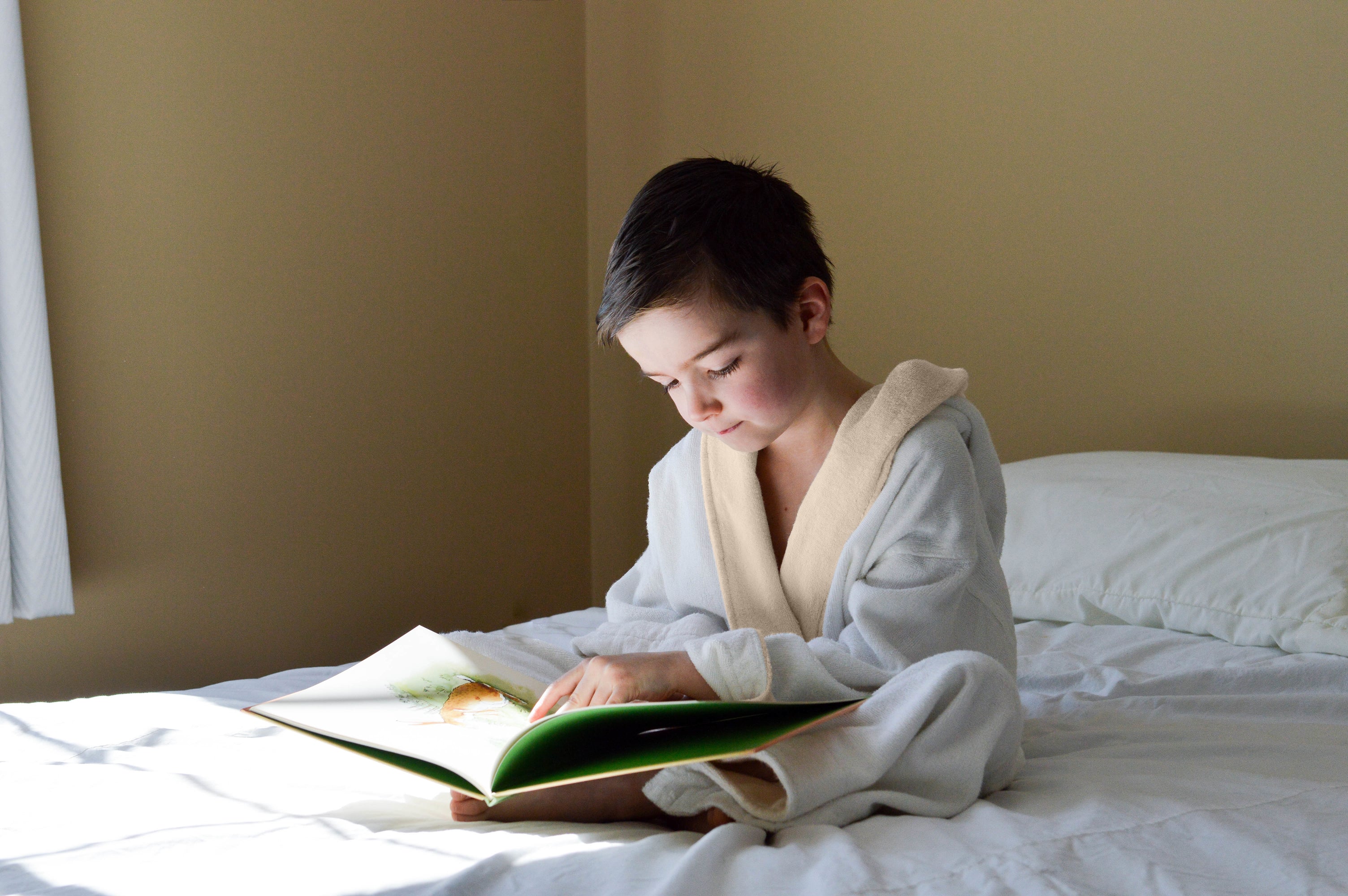 Kids Robes made with bamboo cotton terry fabric.