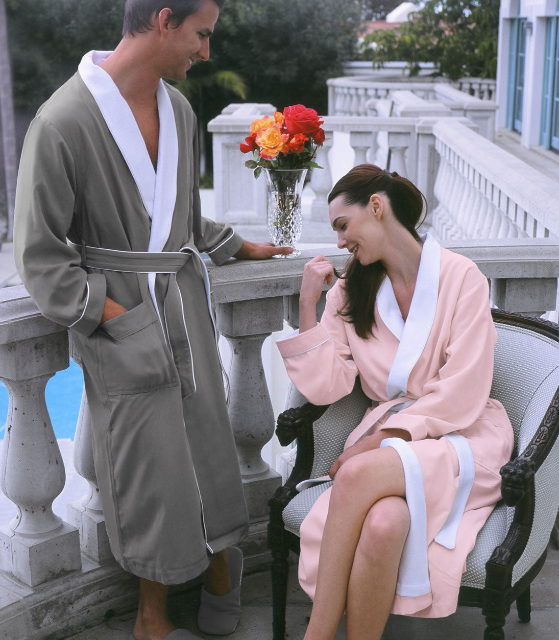 Luxury Bathrobes :: Plush Robes :: Super Soft Gray Plush Hooded