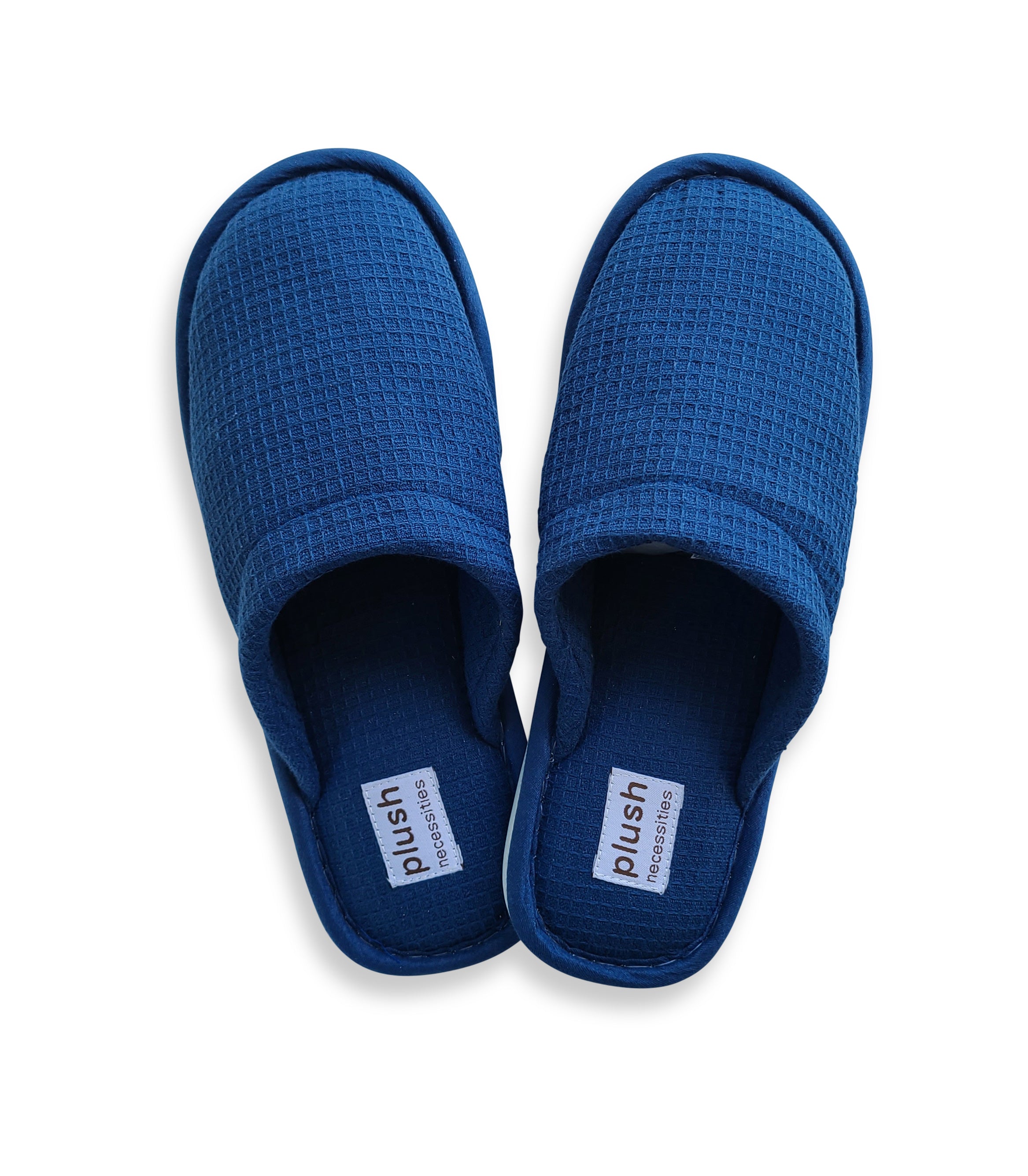 Waffle Terry Slippers_color#navy blue