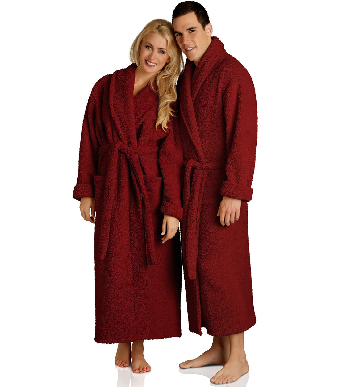 Plush Robes in Red for couples#color_Cranberry