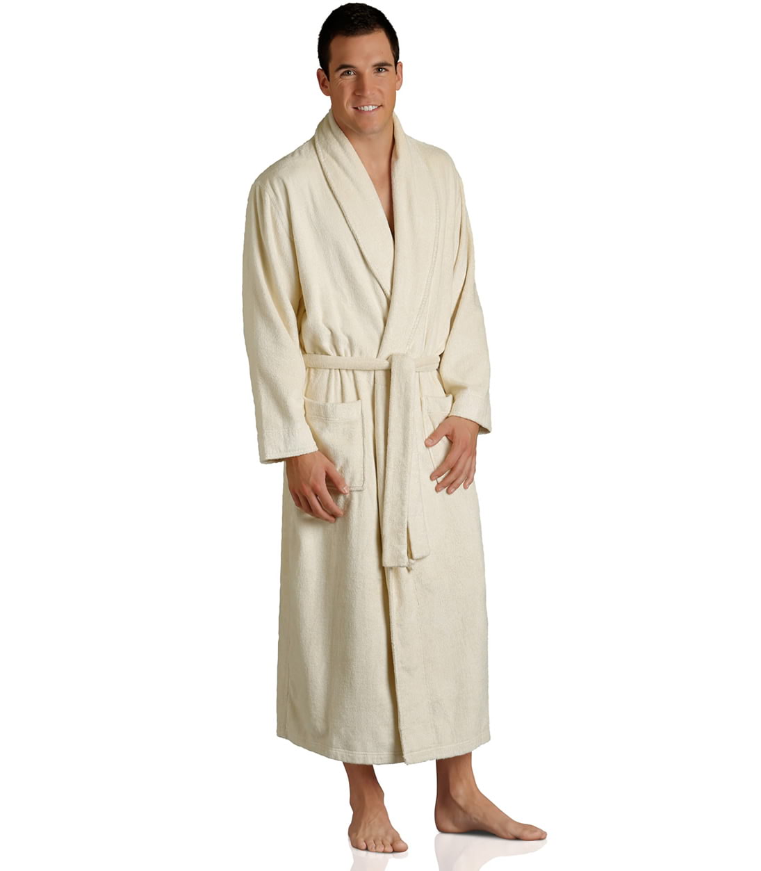Pure Bliss Terry Robe in Oatmeal for men#color_oatmeal