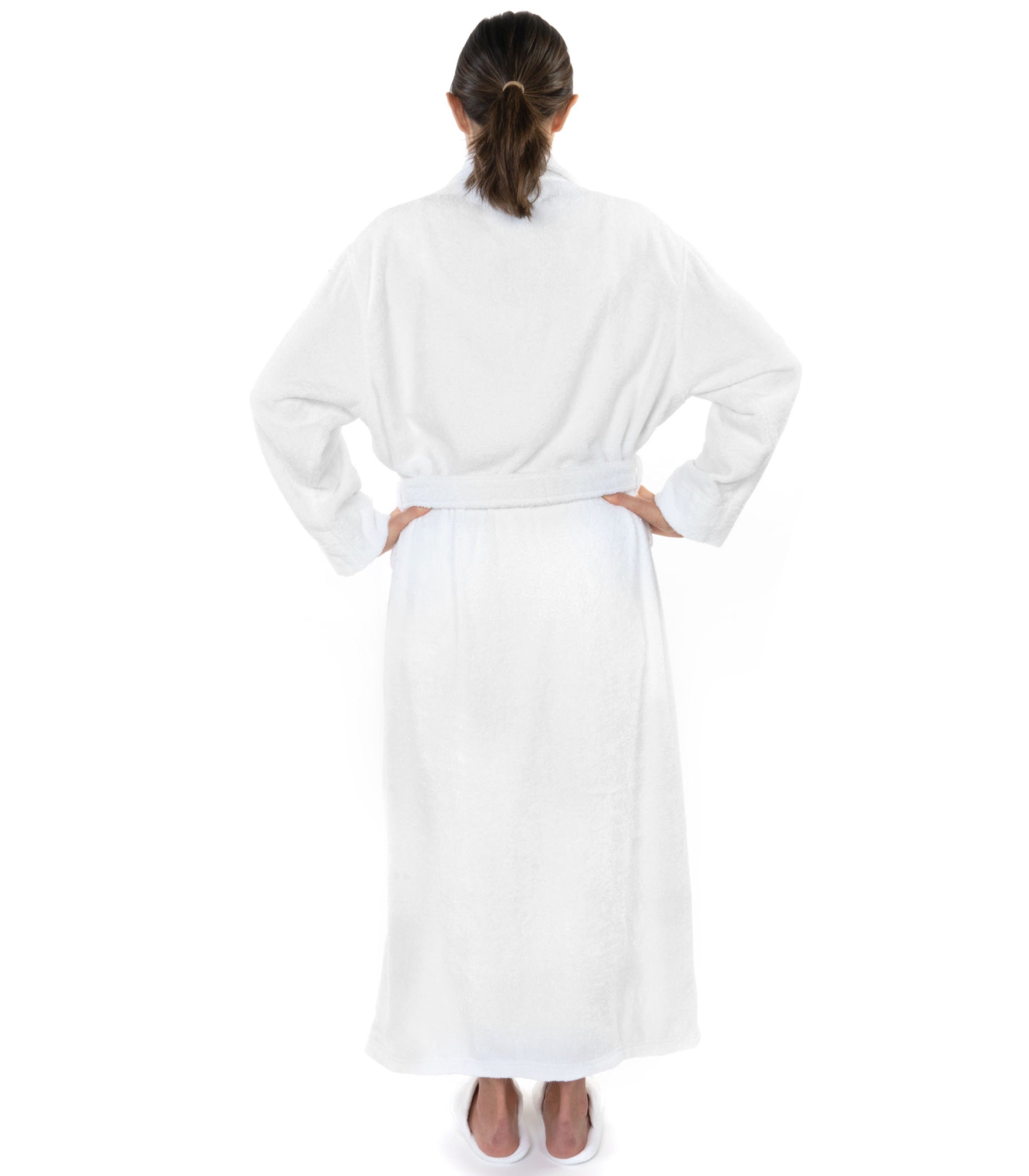 Pure Bliss Organic Cotton Terry Bathrobes Back View#color_white