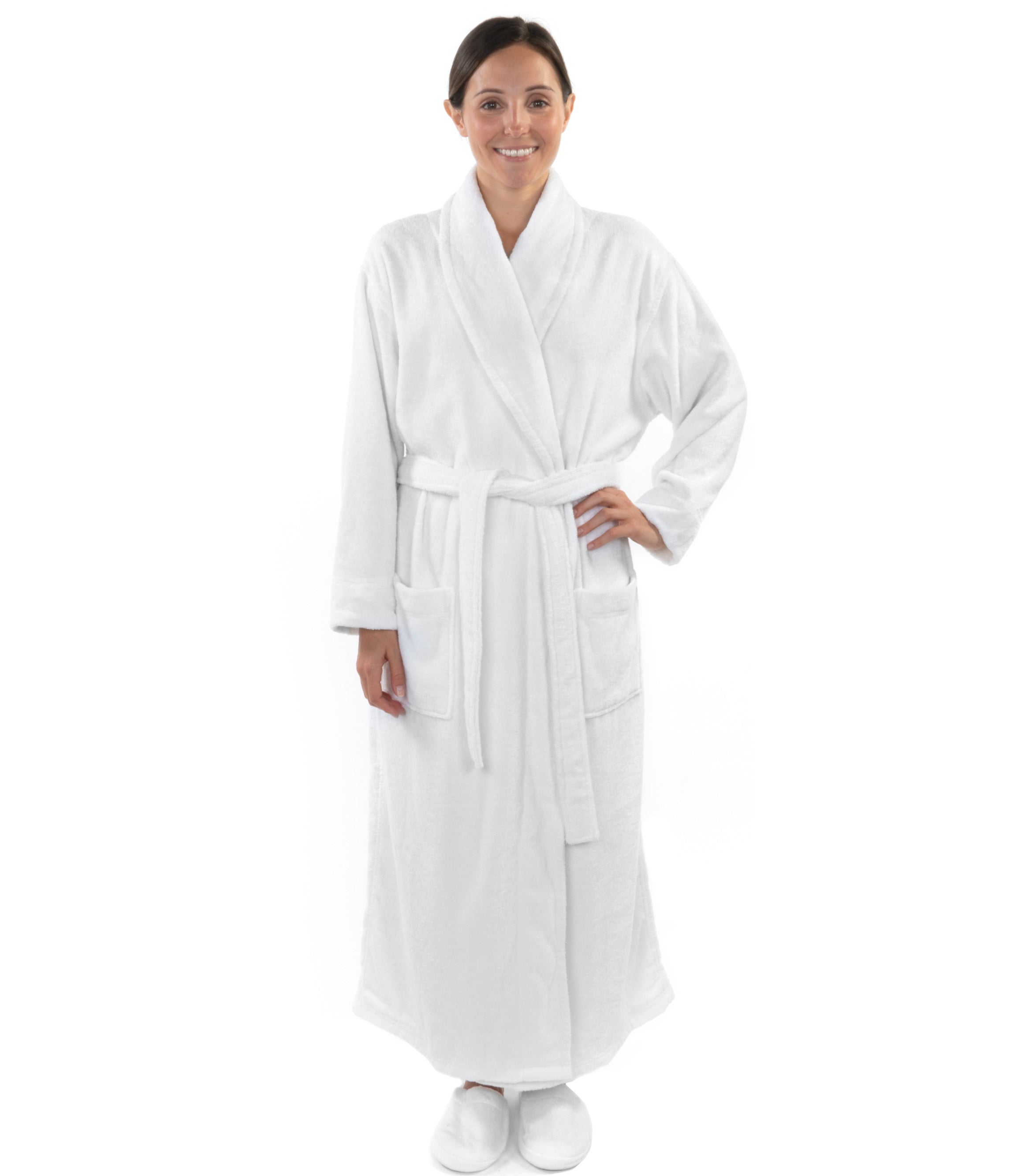 Pure Bliss Organic Cotton Terry Bathrobes#color_white